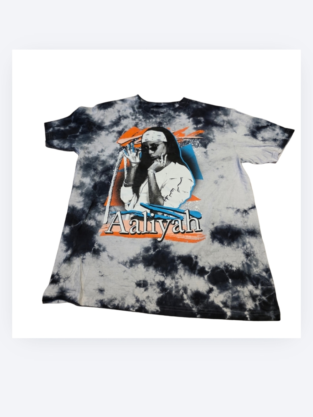 Aaliyah Graphic Tie-Dye Cotton Tee - Black & White